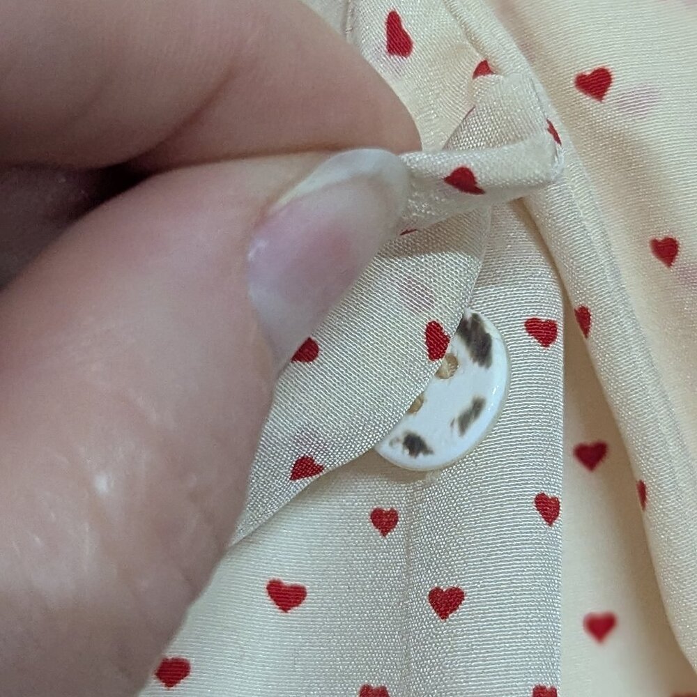Vintage Saint Laurent red and white heart blouse with scarf long pleated skirt - Picture 5 of 11